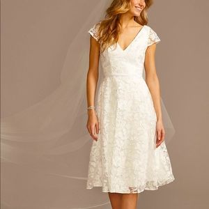 White midi lace dress